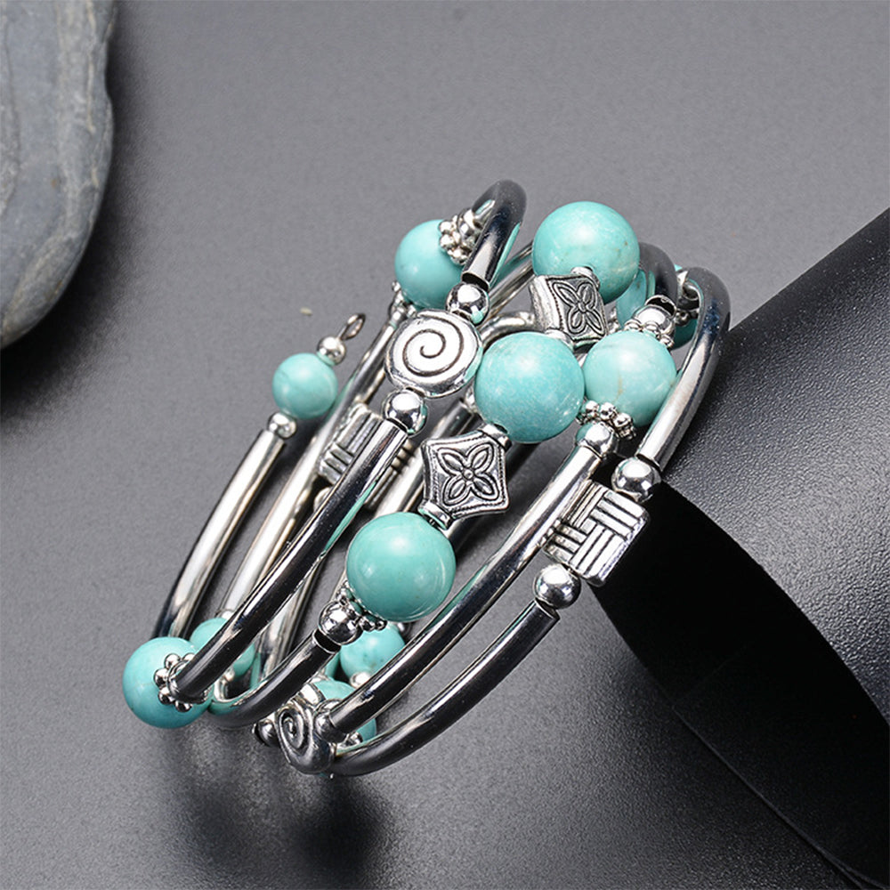 Natural crystal volcanic stone wrapped bracelet
