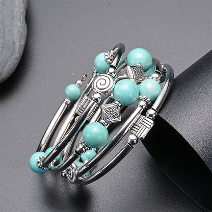 Natural crystal volcanic stone wrapped bracelet