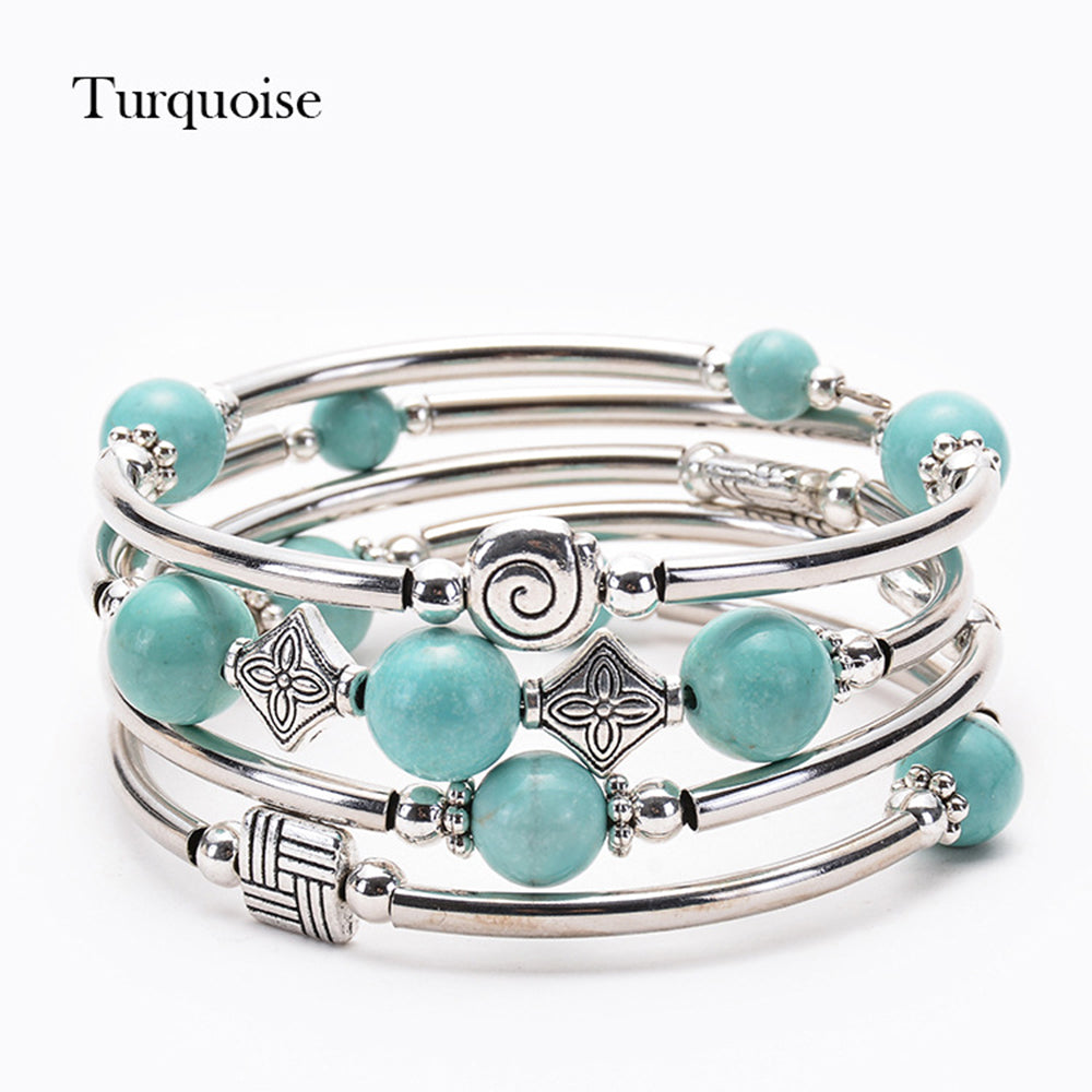 Natural crystal volcanic stone wrapped bracelet