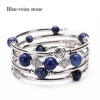 Natural crystal volcanic stone wrapped bracelet