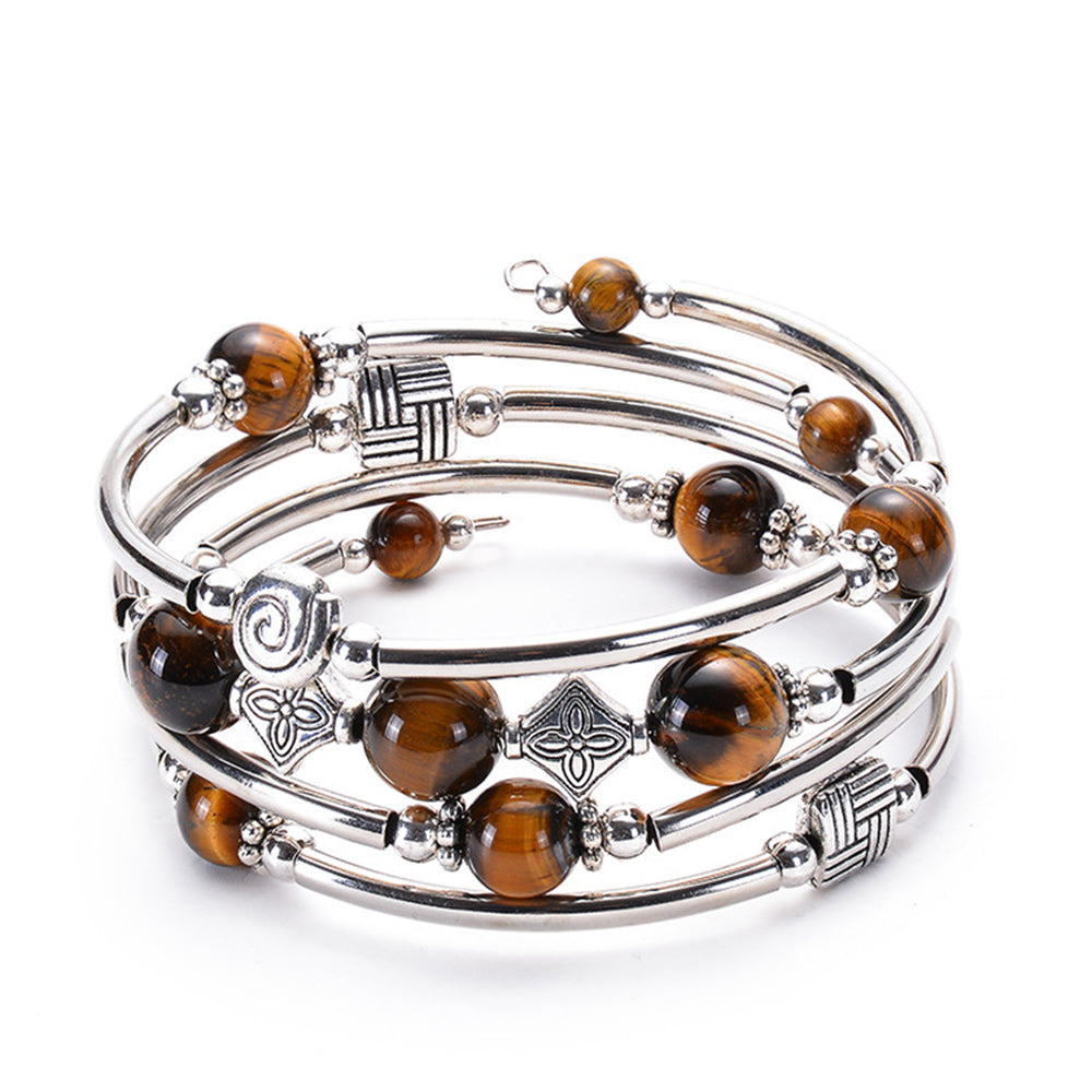 Natural crystal volcanic stone wrapped bracelet