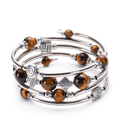 Natural crystal volcanic stone wrapped bracelet
