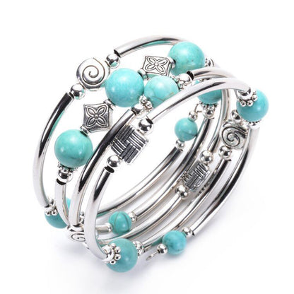 Natural crystal volcanic stone wrapped bracelet