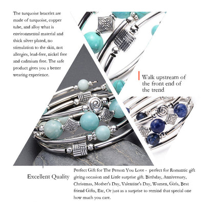 Natural crystal volcanic stone wrapped bracelet