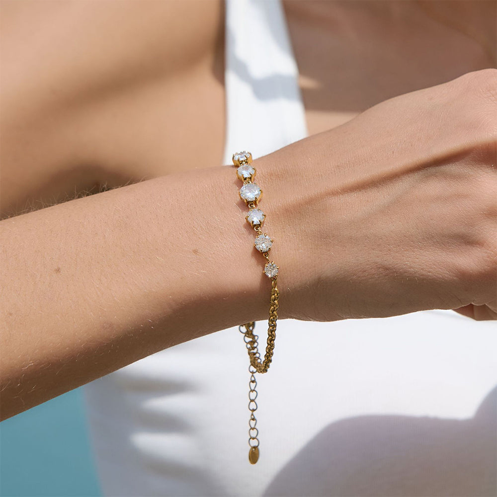 Gold Tennis Bracelet with Cubic Zirconia | Waterproof and hypoallergenic for worry-free daily wear