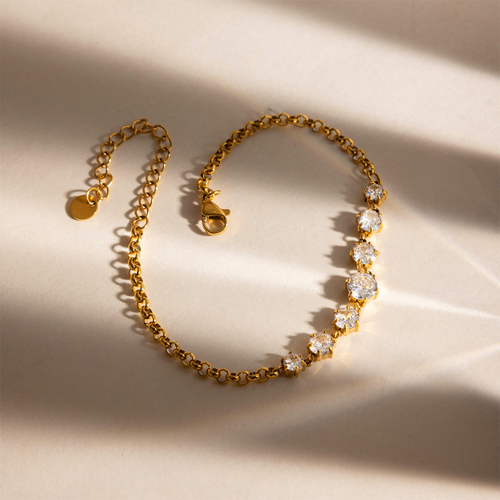 Gold Tennis Bracelet with Cubic Zirconia | Waterproof and hypoallergenic for worry-free daily wear