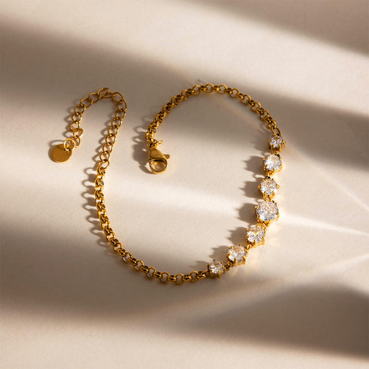 Gold Tennis Bracelet with Cubic Zirconia | Waterproof and hypoallergenic for worry-free daily wear