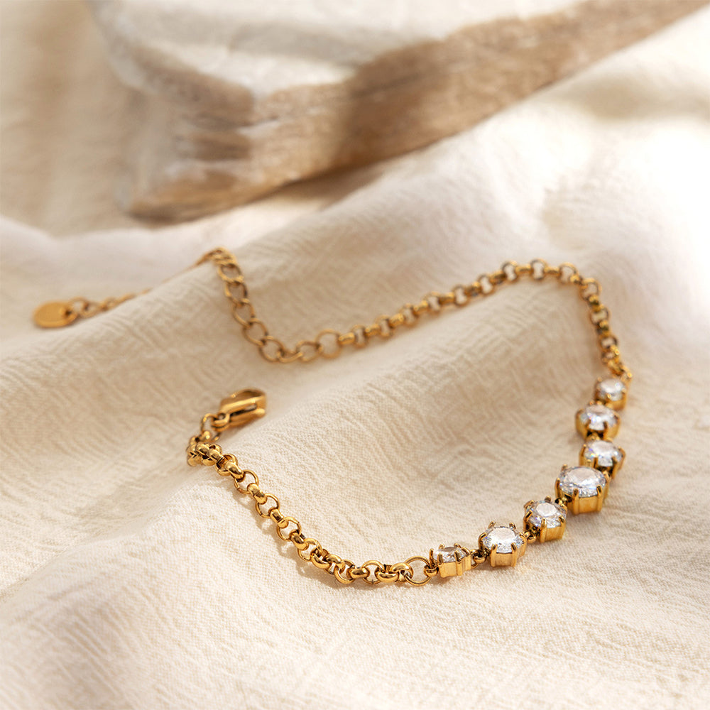 Gold Tennis Bracelet with Cubic Zirconia | Waterproof and hypoallergenic for worry-free daily wear