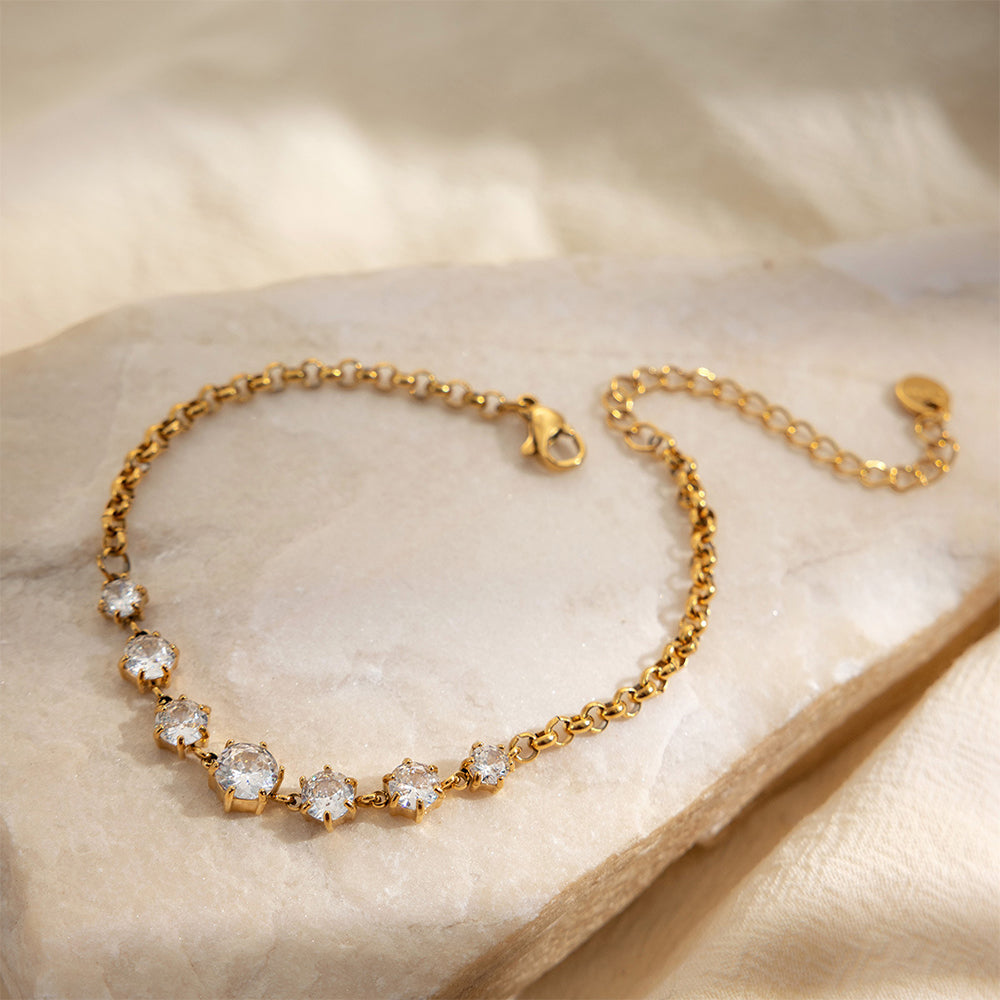 Gold Tennis Bracelet with Cubic Zirconia | Waterproof and hypoallergenic for worry-free daily wear