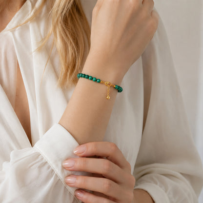 6mm Natural Stone Energy Bracelet | African Turquoise Malachite Black Obsidian Crystal Healing Protection Wristband