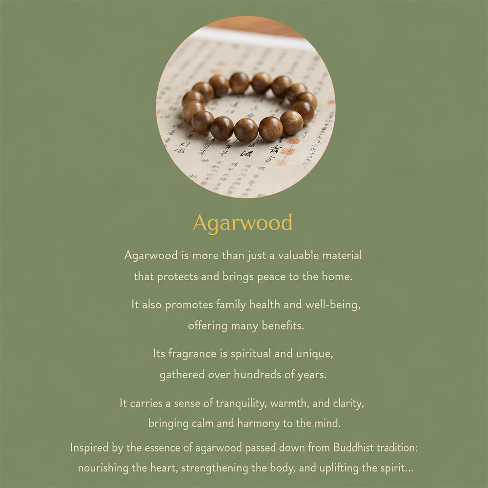 Natural Agarwood Bracelet for Men & Women | Zen Buddhist Prayer Beads | Elegant & Calming