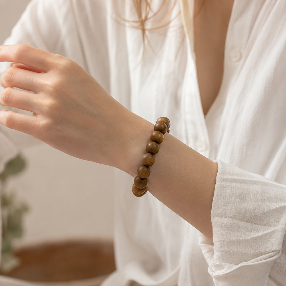 Natural Agarwood Bracelet for Men & Women | Zen Buddhist Prayer Beads | Elegant & Calming