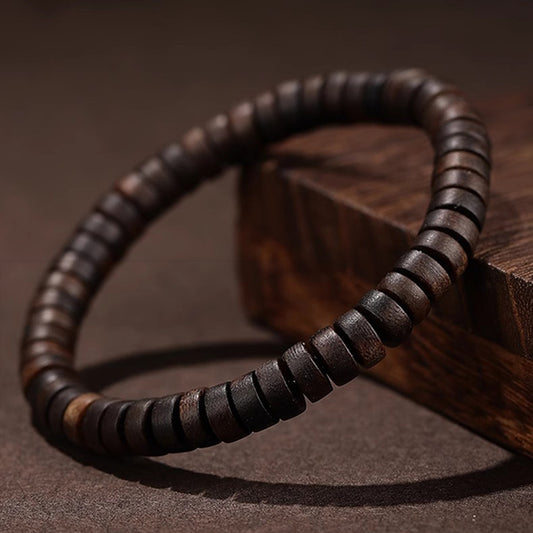 Premium Brunei Agarwood Barrel Bead Bracelet | Natural High-Resin Handmade Bracelet