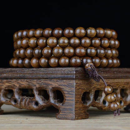 Natural Golden Silk Sandalwood Bracelet – 108 Prayer Beads Straight Grain Spiritual Jewelry
