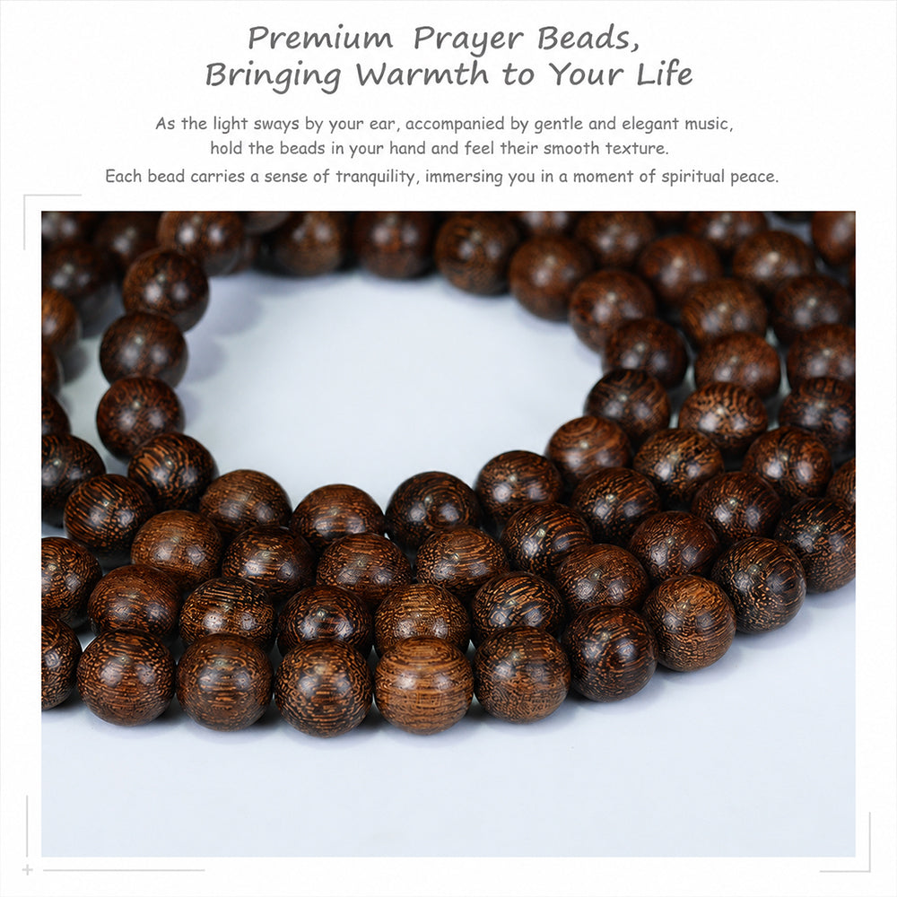Natural Golden Silk Sandalwood Bracelet – 108 Prayer Beads Straight Grain Spiritual Jewelry