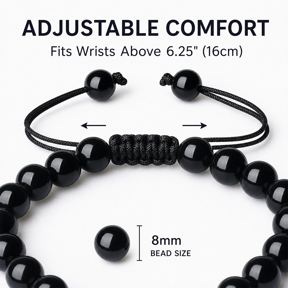 Leopard Black Tourmaline Stone Bracelet for Men Women