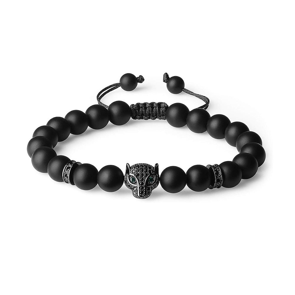 Leopard Black Tourmaline Stone Bracelet for Men Women