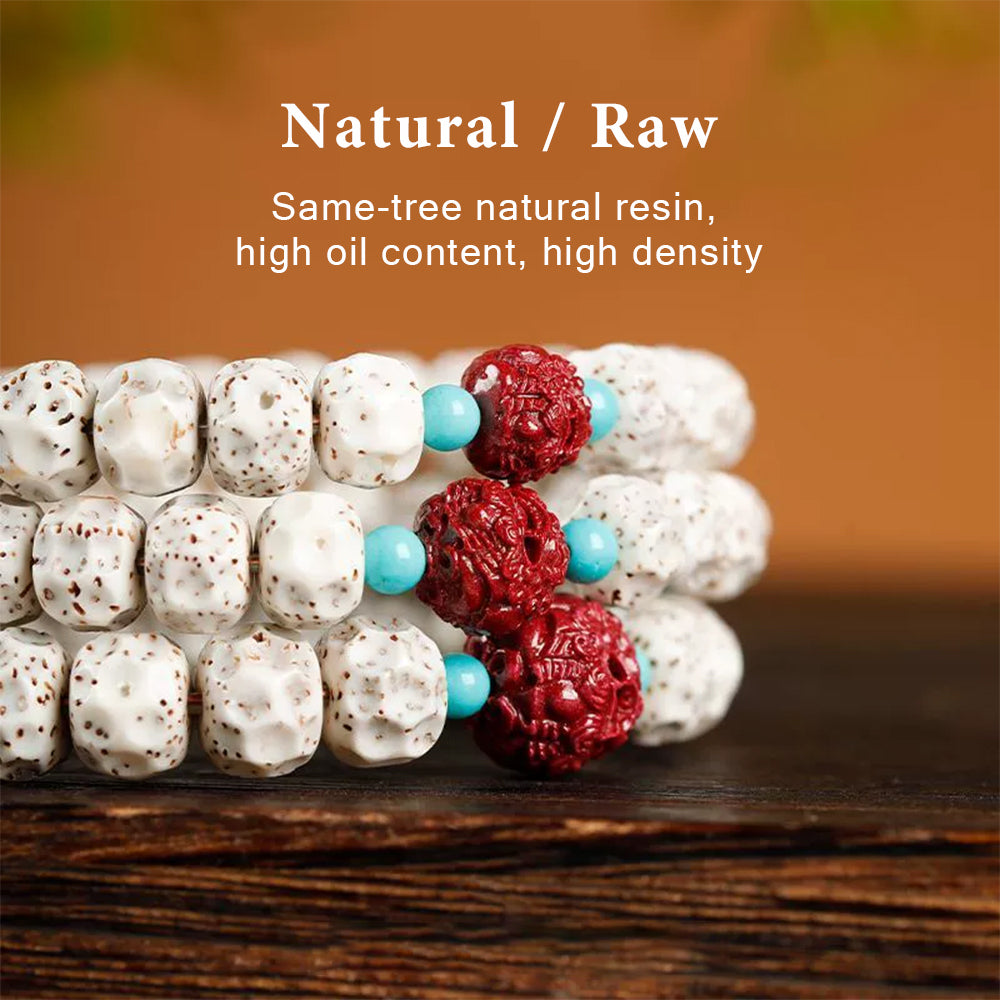 Natural Bodhi Seed Bracelet with Pixiu Charm | High-Density Moon & Star Bodhi Prayer Beads