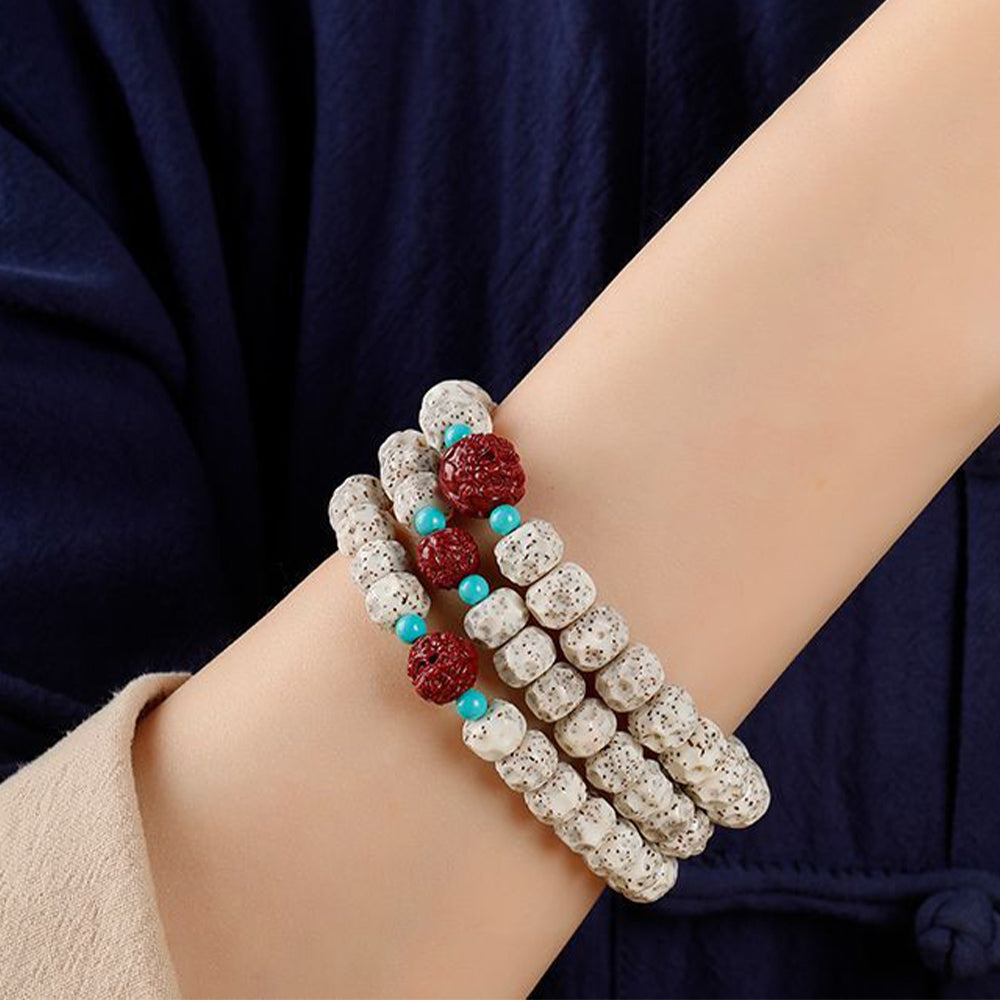 Natural Bodhi Seed Bracelet with Pixiu Charm | High-Density Moon & Star Bodhi Prayer Beads
