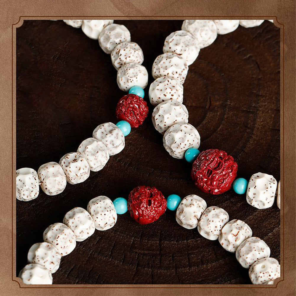 Natural Bodhi Seed Bracelet with Pixiu Charm | High-Density Moon & Star Bodhi Prayer Beads