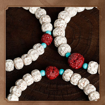 Natural Bodhi Seed Bracelet with Pixiu Charm | High-Density Moon & Star Bodhi Prayer Beads