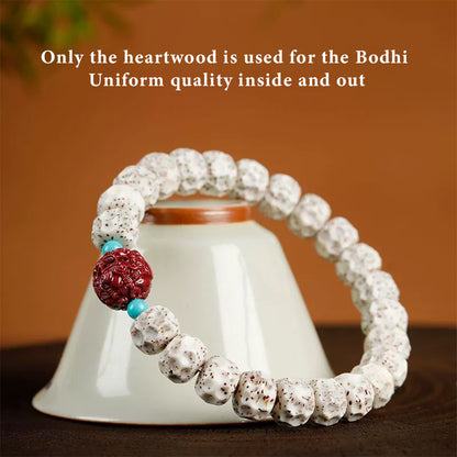 Natural Bodhi Seed Bracelet with Pixiu Charm | High-Density Moon & Star Bodhi Prayer Beads