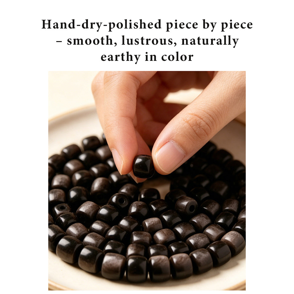 Natural Silver Sheen Obsidian Barrel Bead Bracelet | Handmade Polished Crystal Bracelet