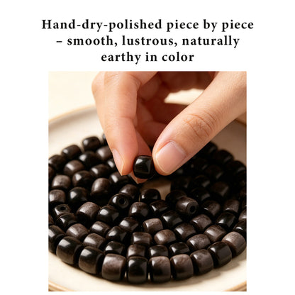 Natural Silver Sheen Obsidian Barrel Bead Bracelet | Handmade Polished Crystal Bracelet