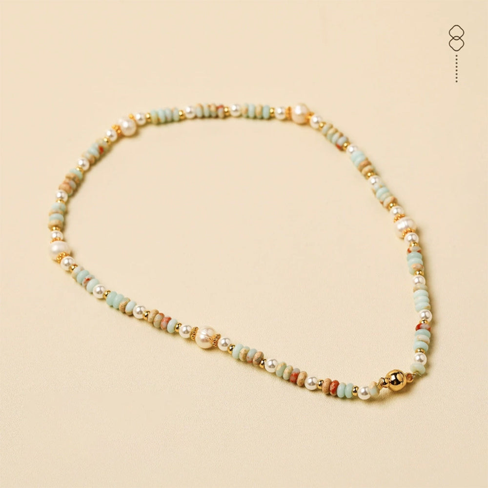Freshwater Pearl & Shoushan Stone Double Layer Bracelet | Magnetic Clasp Handmade Beaded Bracelet