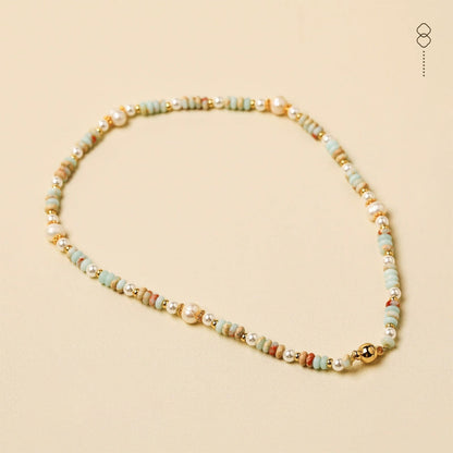 Freshwater Pearl & Shoushan Stone Double Layer Bracelet | Magnetic Clasp Handmade Beaded Bracelet