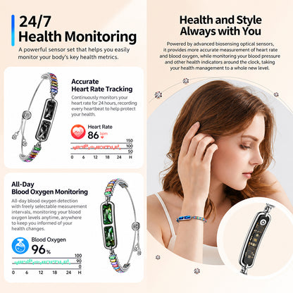 Fashion Smart Bracelet for Women – Health and Activity Tracking Sleep Monitor Crystal Jewelry Design