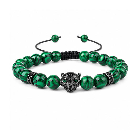 Leopard print peacock stone bracelet for men and women