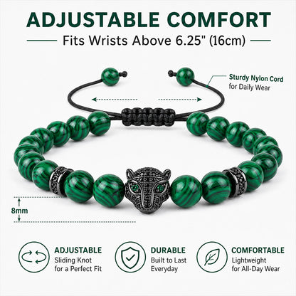 Leopard print peacock stone bracelet for men and women