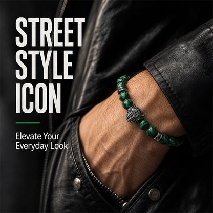 Leopard print peacock stone bracelet for men and women