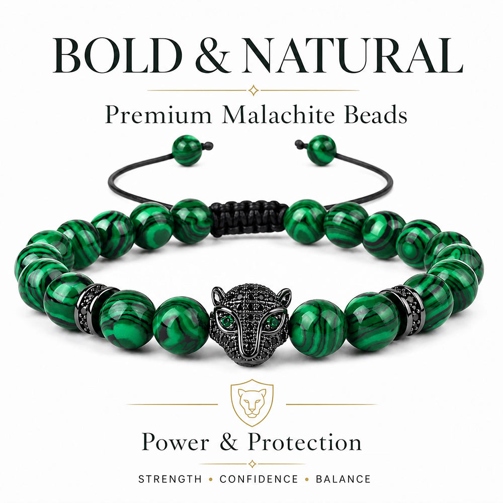 Leopard print peacock stone bracelet for men and women