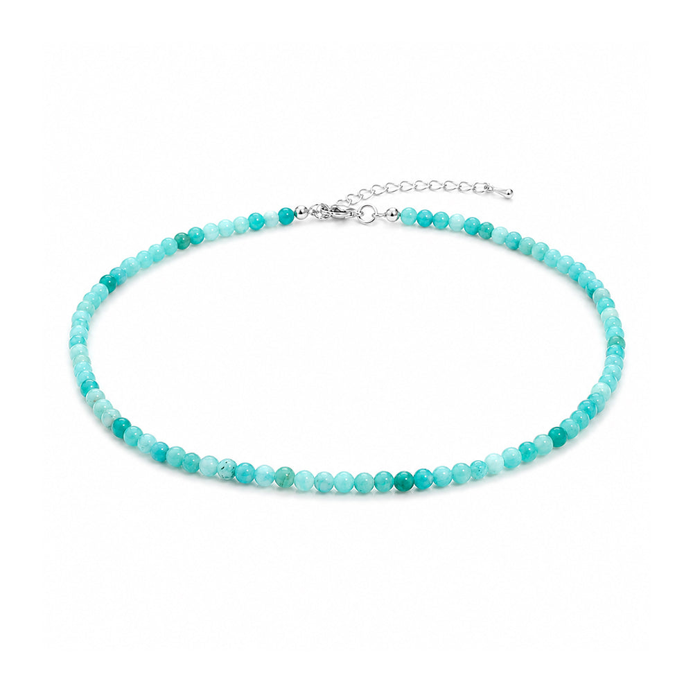 4MM Natural Stone Beaded Necklace – Minimalist Layered Jewelry Lightweight Fashion Accessory