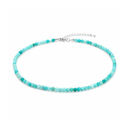 4MM Natural Stone Beaded Necklace – Minimalist Layered Jewelry Lightweight Fashion Accessory