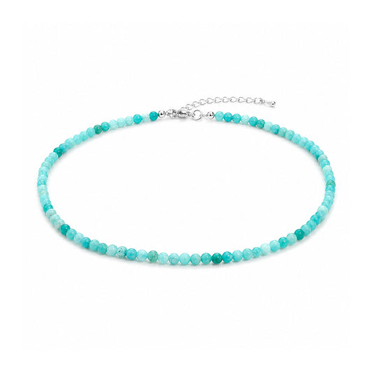 4MM Natural Stone Beaded Necklace – Minimalist Layered Jewelry Lightweight Fashion Accessory