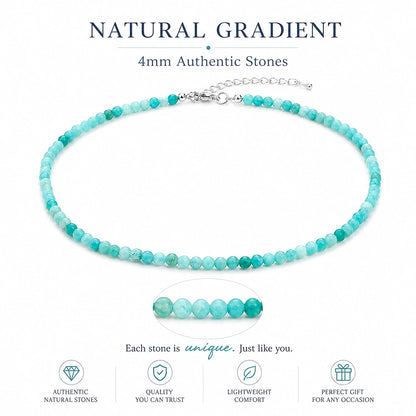 4MM Natural Stone Beaded Necklace – Minimalist Layered Jewelry Lightweight Fashion Accessory