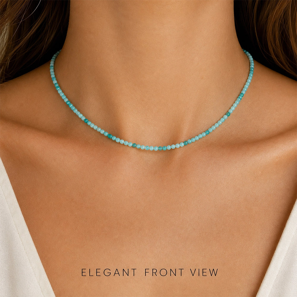 4MM Natural Stone Beaded Necklace – Minimalist Layered Jewelry Lightweight Fashion Accessory