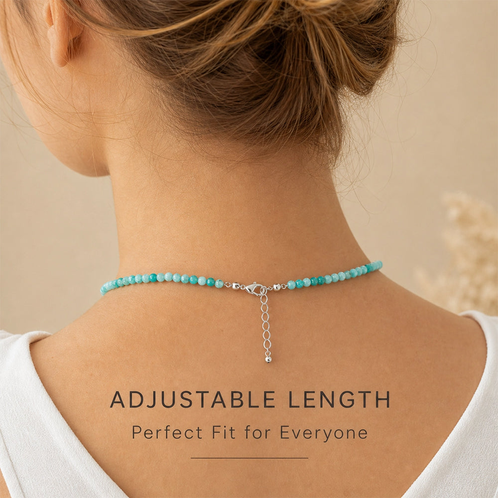4MM Natural Stone Beaded Necklace – Minimalist Layered Jewelry Lightweight Fashion Accessory