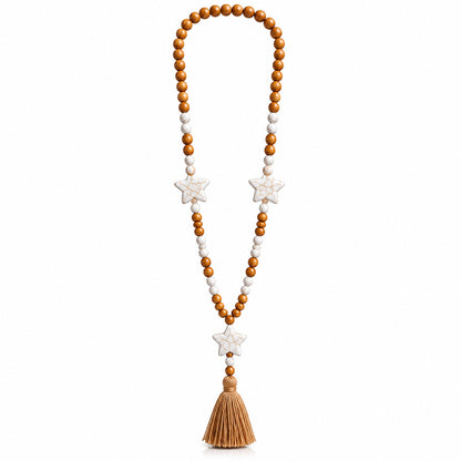 Vintage ethnic style wooden bead sweater chain