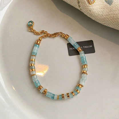 Natural Aquamarine Beaded Necklace | Handmade 24K Gold-Plated Gemstone Choker for Women