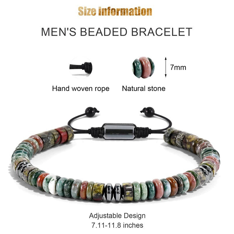 Natural Black Agate & Magnetic Hematite Bracelet | Adjustable Handmade Beaded Bracelet