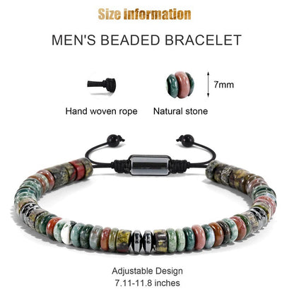Natural Black Agate & Magnetic Hematite Bracelet | Adjustable Handmade Beaded Bracelet