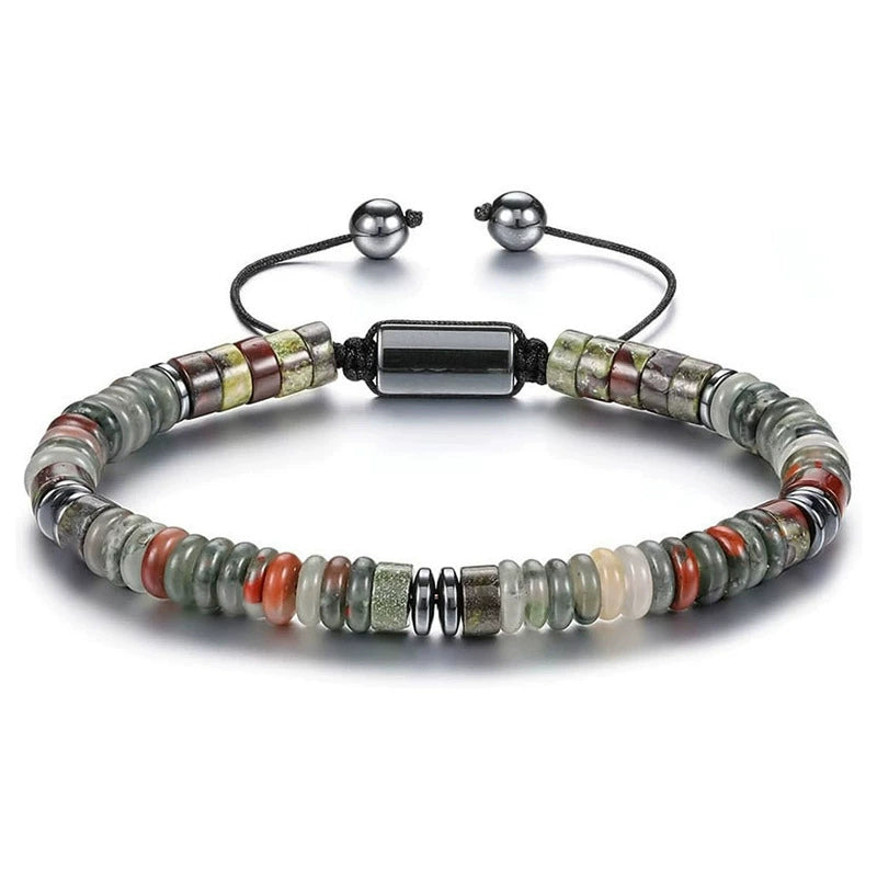 Natural Black Agate & Magnetic Hematite Bracelet | Adjustable Handmade Beaded Bracelet