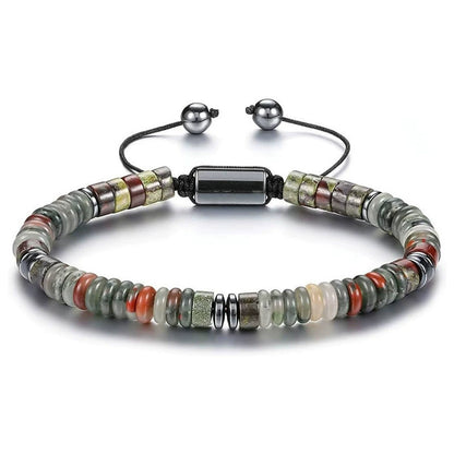 Natural Black Agate & Magnetic Hematite Bracelet | Adjustable Handmade Beaded Bracelet