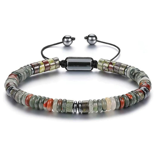 Natural Black Agate & Magnetic Hematite Bracelet | Adjustable Handmade Beaded Bracelet