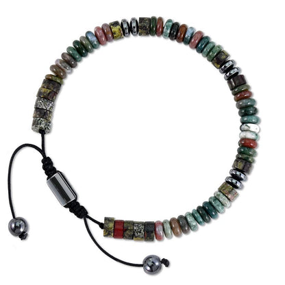 Natural Black Agate & Magnetic Hematite Bracelet | Adjustable Handmade Beaded Bracelet