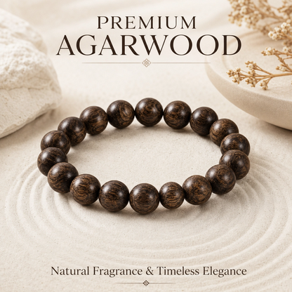 Natural Agarwood Bracelet – Handcrafted Wooden Beads Minimalist Luxury